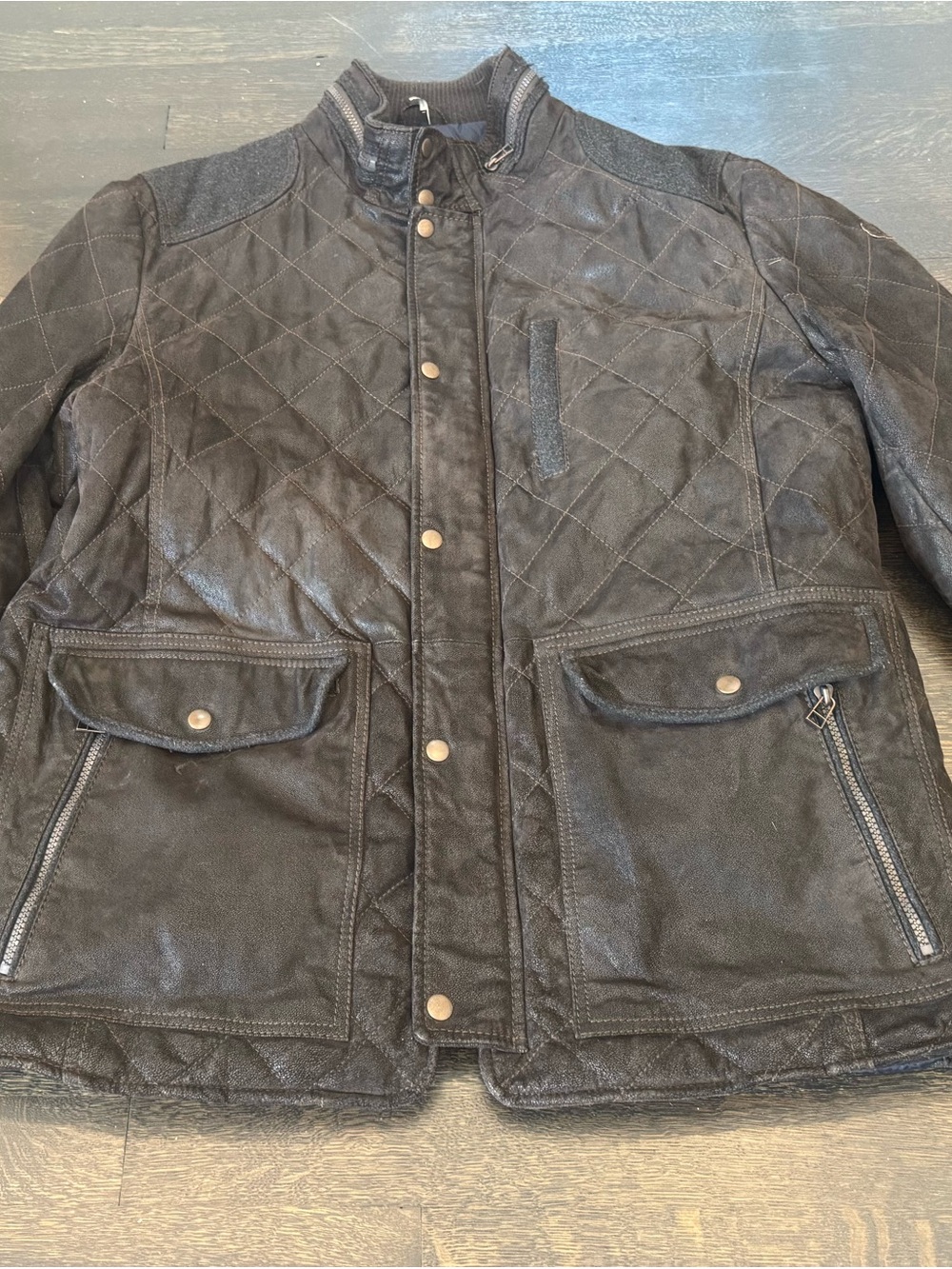 KAPRAUN Germany Handmade Quilted Leather field Jacket "Joost" Oily Timber 48R